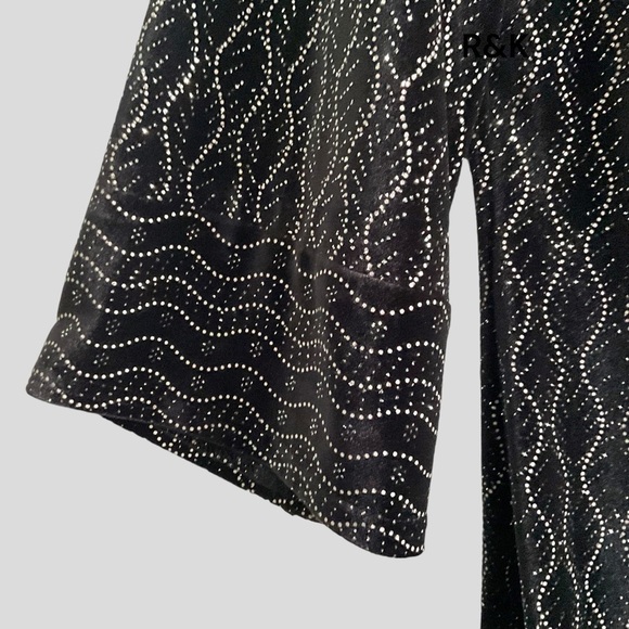 R & K Originals 3/4 Sleeve Black Dress Velvet Knit Evening Festive - Size 12 - Picture 4 of 7